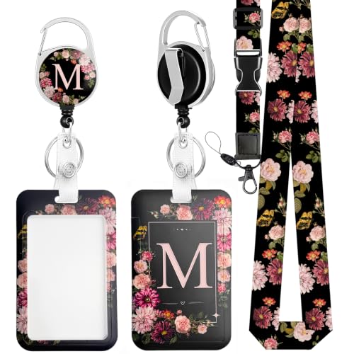 Teacher Lanyard with ID Holder & Reel, Black Lanyard Adjustable Detachable - color: M