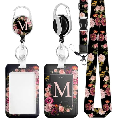 Teacher Lanyard with ID Holder & Reel, Black Lanyard Adjustable Detachable - color: M