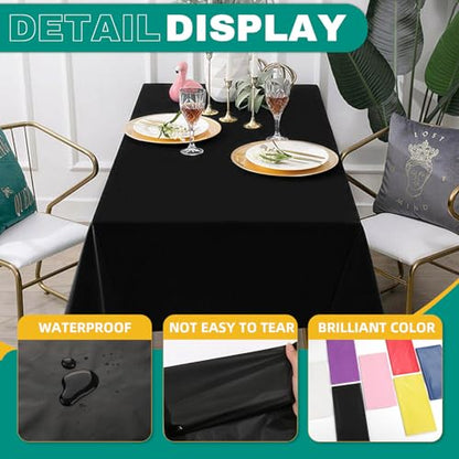 RowinsyDD 50 Pack Black Plastic Tablecloth, Plastic Table Cloths Disposable - color: Black