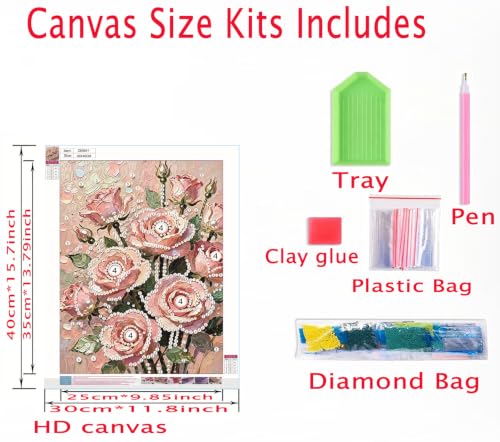 DIYBEADDOT Rose Pearl Diamond Painting Kits for Adults,Diamond Art 12x16In - color: DE6641