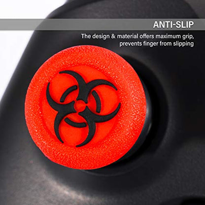 FPS Thumbstick Extender & 3D Texture Rubber Silicone Grip Cover 2 Sets for Xbox Series X/S & Xbox One Controller(BioH Red) - color: bio red