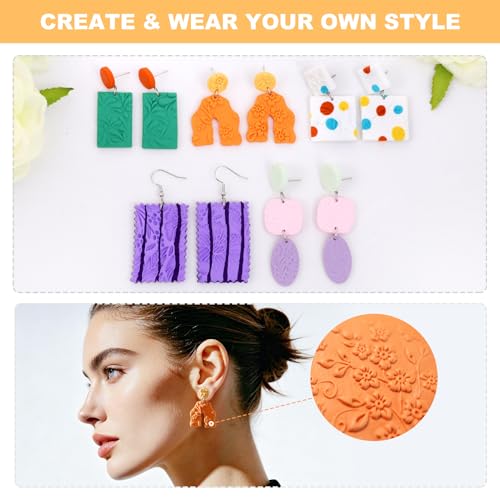 8 Pcs Non-Stick Polymer Clay Texture Rollers (Floral & Botanical) - color: Floral & Botanical