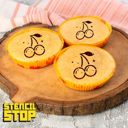 Stencil Stop Cherry Stencil - Reusable for DIY Projects, Painting, Drawing, Crafts - 14 Mil Mylar Plastic (Cherry- 6 Pack (2", 3", and 4", 2 Each)) - size: Cherry- 6 pack (2", 3", and 4", 2 each)