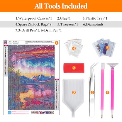 Diamond Art Kits for Adults, Aurora DIY 5D Diamond Painting for Beginners - color: BLKJDP03