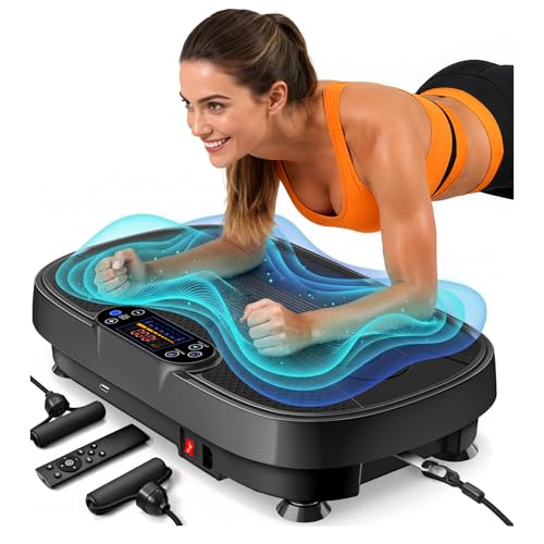 Renoj 3D Vibration Plate Exercise Machine, 200W Motor, 455lbs Capacity - color: Matte Black