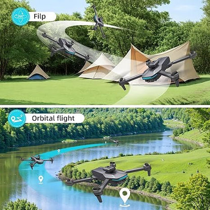 Foldable 4K Drone for Beginners with Dual Adjustable Cameras, Brushless Motors, Obstacle Avoidance, Altitude Hold, Headless Mode, One-Key Takeoff, 2 Batteries, Carrying Case Included