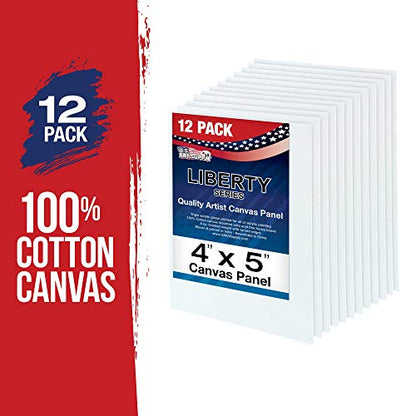 U.S. Art Supply 4 X 5 Inch Art Canvas Board Panels 12 Pack - 8 Ounce - size: 4" x 5"