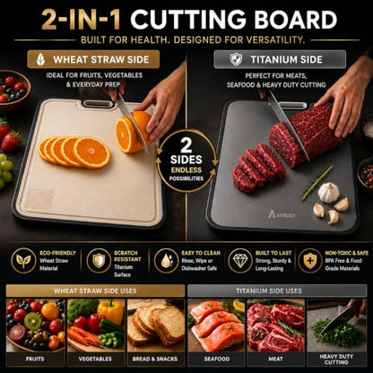 Titanium Cutting Boards for kitchen,Crystallized Layer, 16 In Reversible