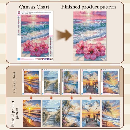 6 Pack 5D Diamond Painting Kits for Adults Beginner,Beach Diamond Art Set - color: 6PCS KM982-KM987-1