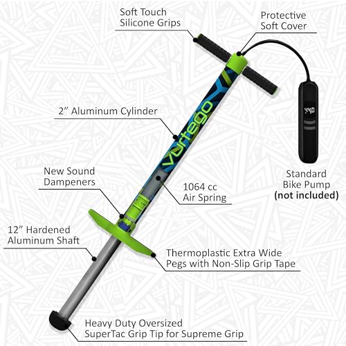 Vurtego Slingshot Pogo Stick – Patented Air-Powered Adjustable Spring for Controlled Jumps Over 5ft, Pogo Stick for Kids Age 5 and up, and Adults, Outdoor Toys, 40 to 180lbs, Durable, Lightweight - size: Small