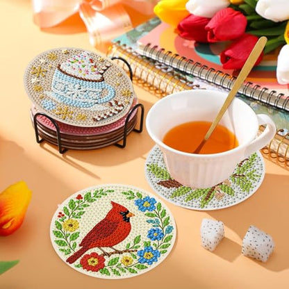 HHMATITS 8 Pcs Christmas Diamond Art Coasters Kit for Adults 4X4IN - color: Christmas