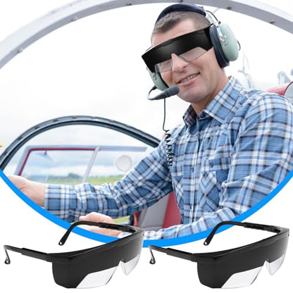 2 Set Aviation Flight Training Glasses, Black - color: Black