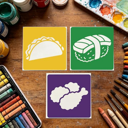 CUTHOLLOW 25 PCS Food Theme Painting Shape Stencils Sets - style: Food Theme