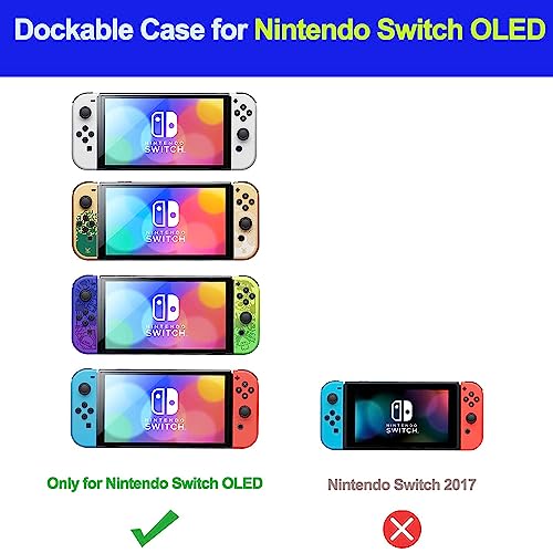COMCOOL Dockable Case for Nintendo Switch Oled - [9 FT Military Grade Drop Protection] [with Tempered Glass Screen Protector] Protective Cover for Nintendo Switch Oled - Black Offwhite - color: Offwhite Black