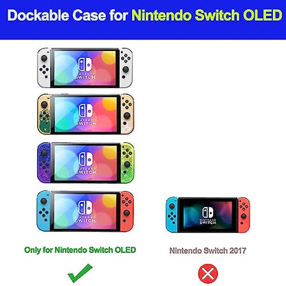 COMCOOL Dockable Case for Nintendo Switch Oled - [9 FT Military Grade Drop Protection] [with Tempered Glass Screen Protector] Protective Cover for Nintendo Switch Oled - Black Offwhite - color: Offwhite Black