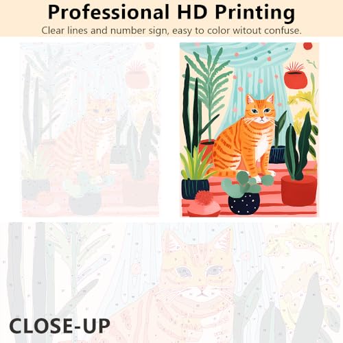 TUMOVO Cute Orange Cat Paint by Numbers Craft Kit for Adults - color: Cat