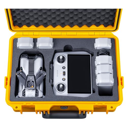 Lykus Titan MM510 Waterproof Hard Case for DJI Mini 5 Pro and RC2/RC-N3, Shoulder Strap Included, Support up to 7 batteries, Yellow [CASE ONLY]