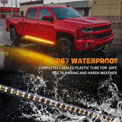XRIDONSEN 2PCS 70 inch Running Board Emergency Lights Amber Strobe Lights - color: Amber
