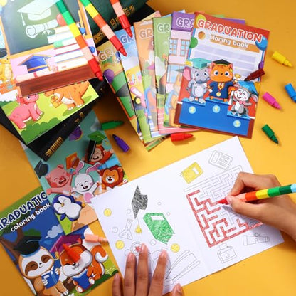 BenLouis 24 Graduation Coloring Books with 24 Crayons for Kids Bulk - style: Graduation