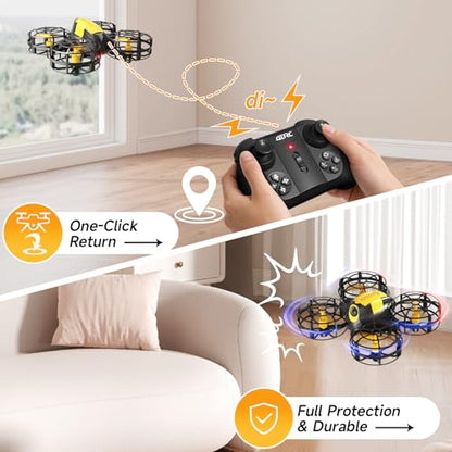 4DRC V18 Mini Kids Drone, Beginner RC Quadcopter with 2 Control Methods, Headless Mode, Auto Hover, 3D Flips, LED Lights, 3 Speeds, 2 Batteries, Fly Toy Gift for Boys