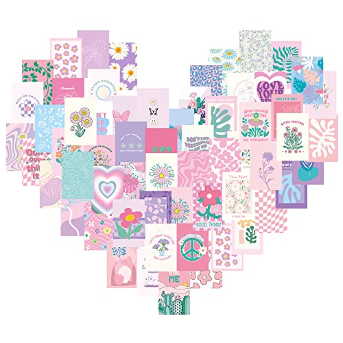 Teling 60 Pcs Wall Collage Kit, Danish Pastel Poster Wall Decor, Pink - color: Pink