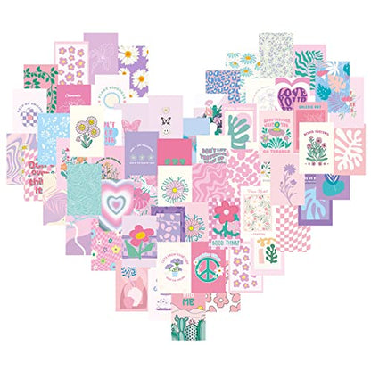 Teling 60 Pcs Wall Collage Kit, Danish Pastel Poster Wall Decor, Pink - color: Pink