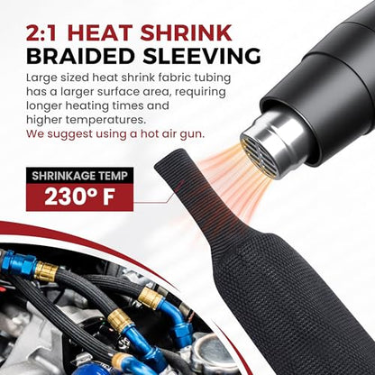 2:1 Ratio Heat Shrinkable Braided Wiring Sleeving 3/4" ID-30ft - size: 3/4inch-30ft, style: 30ft