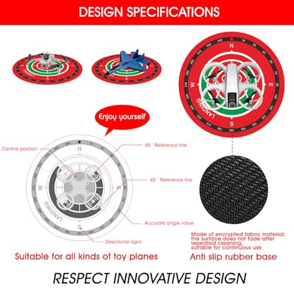 Universal Night-Visibility Drone Landing Pad, Fast-Foldable, Double-Sided Waterproof & Easy-Clean, Weighted Wind-Resistant Launch Pad for Mini 5/4/3 Pro/Mini 4k/Air 3s/Avata 2/Mavic 4 Series Quadcopters(Red) - color: Red