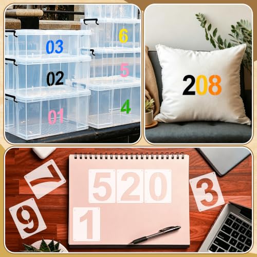 5Inch Number Stencils,10Pcs Plastic Reusable Washable Curb Stencil Kit - size: 5 INCH