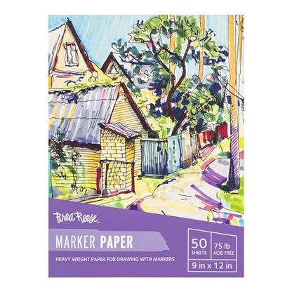 Brea Reese Marker Paper Pad, 50 Sheets, 9x12 Smooth Drawing Pad