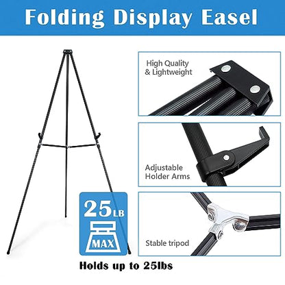 Falling in Art 63" High Black Aluminum Display Easel Stand, Up to 25lbs - style: Black-1 Pack