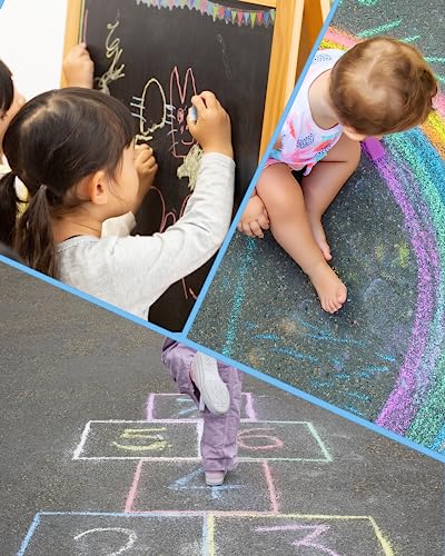 NewFamily Chalk 6pcs Dustless Washable Chalks with Holder for Kids, Safe for Sidewalk, Blackboard, Art Play - style: Basic 6Colors