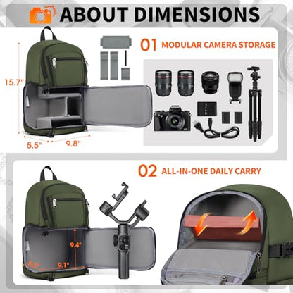 RAINSMORE Camera Sling Bag, Small Dslr/Mirrorless Camera Bag & Case - color: Army Green
