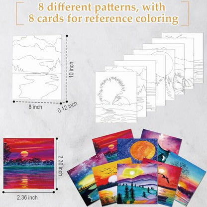 Cholemy 36 Pcs Paint and Sip Kit Gift for Adults 8''x10'',Mountain - style: Mountain