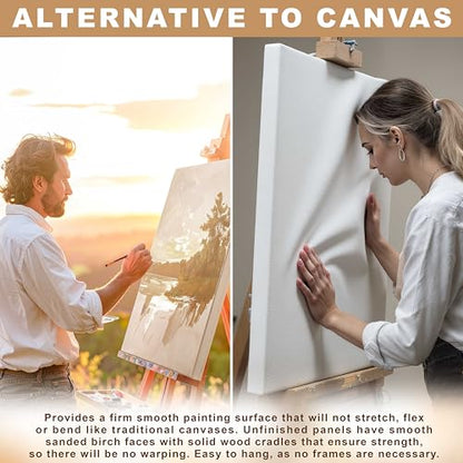 U.S. Art Supply 4" x 12" Unfinished Cradled Wood Panels for Painting - size: 4" x 12"
