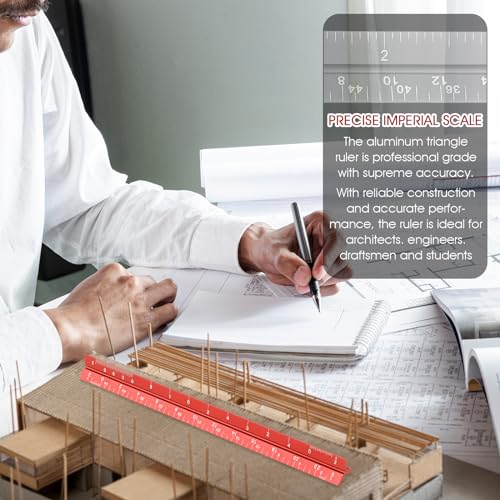 Prasacco 2 Pcs Architectural Scale Ruler 6 Inch Small Scale Ruler Mini Engineer Scale Ruler Pocket Aluminium Metal Ruler for Architects Engineering Artists Draftsman Drawing Drafting