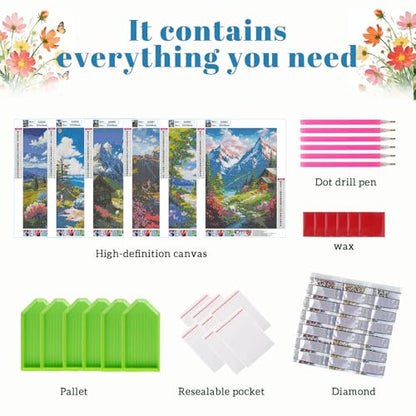 DOTSOPS 6 Pack Landscape Diamond Painting Kits for Adults Round Full Drill - color: Landscape B