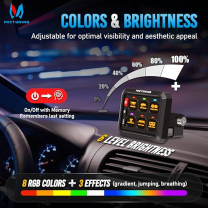 MICTUNING P1Y 6 Gang Switch Panel, Remote and APP Control, Up to 230FT - size: RGB 6 Gang(APP+Remote Control)
