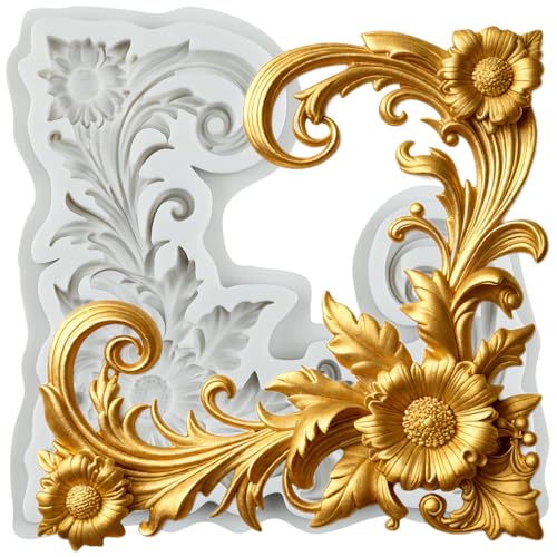 Baroque Relief Flower Polymer Clay Mold Baroque Silicone Molds - color: Style L