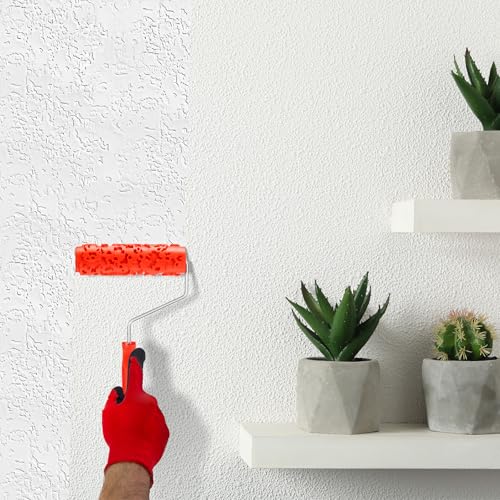 Reallnaive 2 Pcs 7'' Texture Roller Pattern Paint Roller for Wall Decoration Classic Rubber Roller Texture Roller Tool to Add Design to Thick Slurry Elastomeric Coatings, Not Paint Rollers(Eg323t)