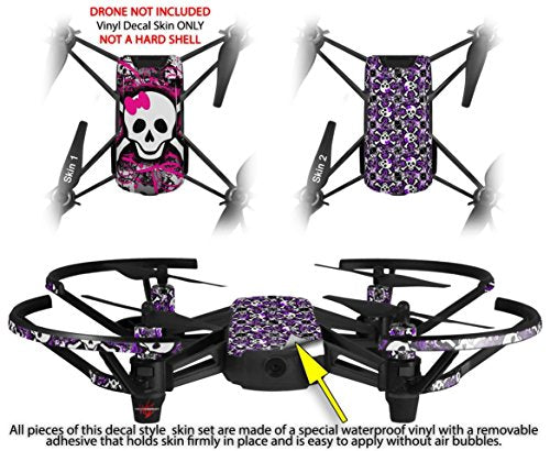Skin Decal Wrap 2 Pack Compatible with DJI Ryze Tello Splatter Girly Skull Drone NOT Included