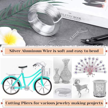 Aluminum Wire, Wire Armature, Bendable Metal Craft Wire for Making Dolls Skeleton DIY Crafts (12Gauge(2mm), Silver)