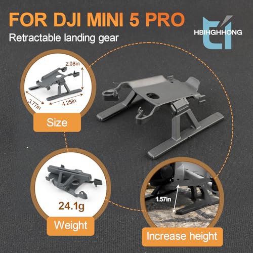 Landing Gear for DJI Mini 5 Pro Foldable Landing Legs Extension Landing Gear Quick Release Stand Height Increase Protector Drone Accessories