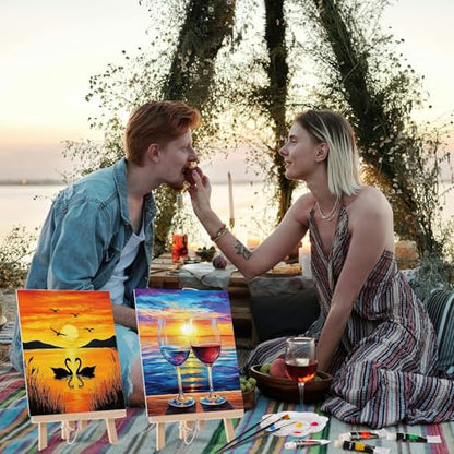 Cholemy 36 Pcs Paint and Sip Kit Gift for Adult 8''x10'' - style: Sunset