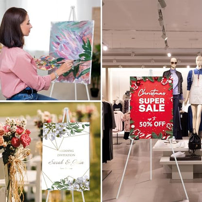 ARTASY 63" Easel Stand for Wedding Signs, White, 1 Pack with Carry Bag - color: White