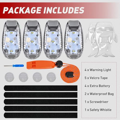 Nilight LED Safety Light 4PCS White Marine Navigation Bike Tail Lights - color: 3LED Safety Light-White