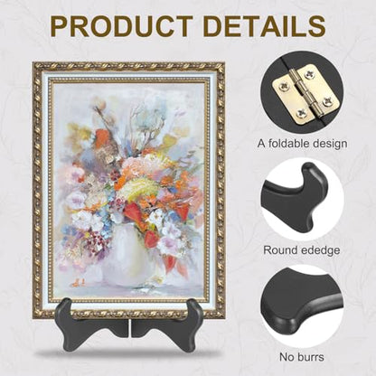 MECCANIXITY 2Pcs Wooden Easel Plate Holder, 8" Small Wood Easels Folding - color: Black, size: 8"