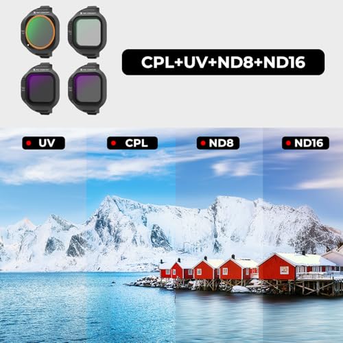 K&F CONCEPT UV CPL ND Filters Set Compatible with DJI Mini 5 Pro - style: ND8+ND16+CPL+UV