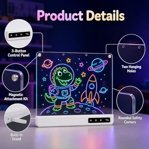 Cardivek LED Drawing Board for Kids, 16" Rechargeable Light Up Tablet - color: White
