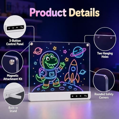 Cardivek LED Drawing Board for Kids, 16" Rechargeable Light Up Tablet - color: White